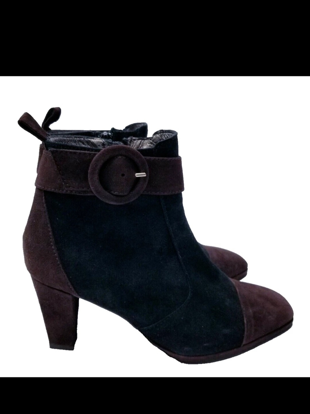 Laura Amat Women's Colorblock Black Brown Zip  Suede Ankle Boots SP 37 US 6.5 7